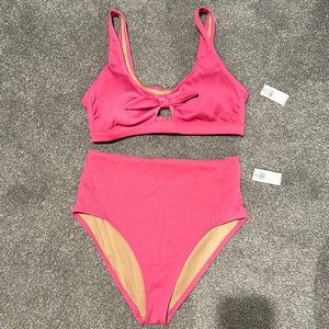 Pink Ribbed Womens Swimsuit